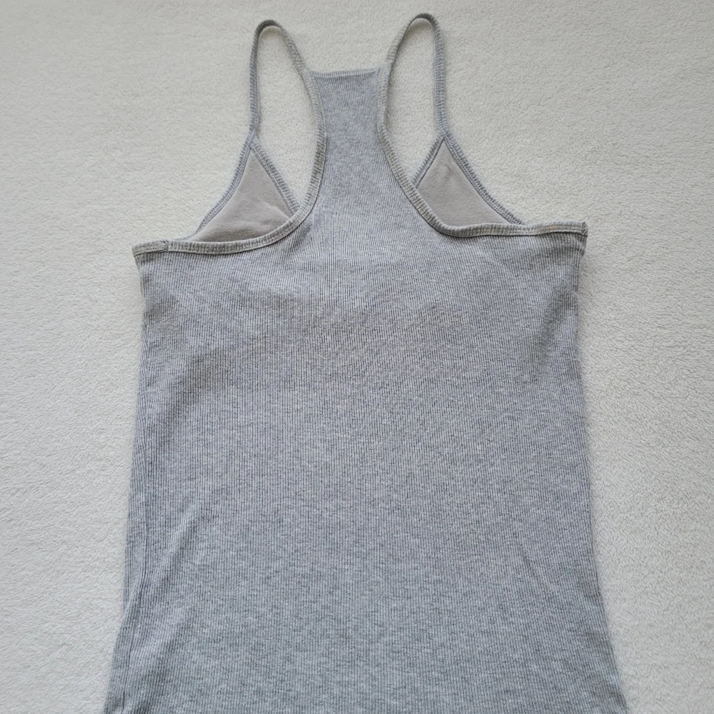 Victoria's Secret Built-in-Bra Cotton Stretch Ribbed Halter Tank Top Small grey - Picture 9 of 11